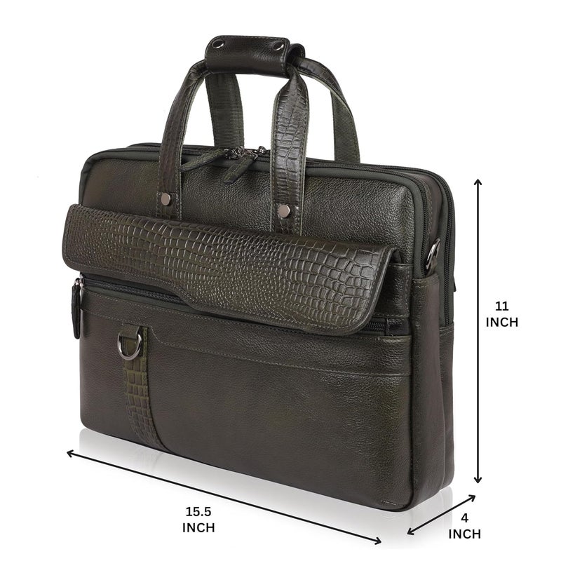 Luxvion Genuine Leather office Briefcase, Messanger Bag, Soft Texture, Strong Joints, Quality Zipper, Adjustable Strap, 38 cm - Image 3