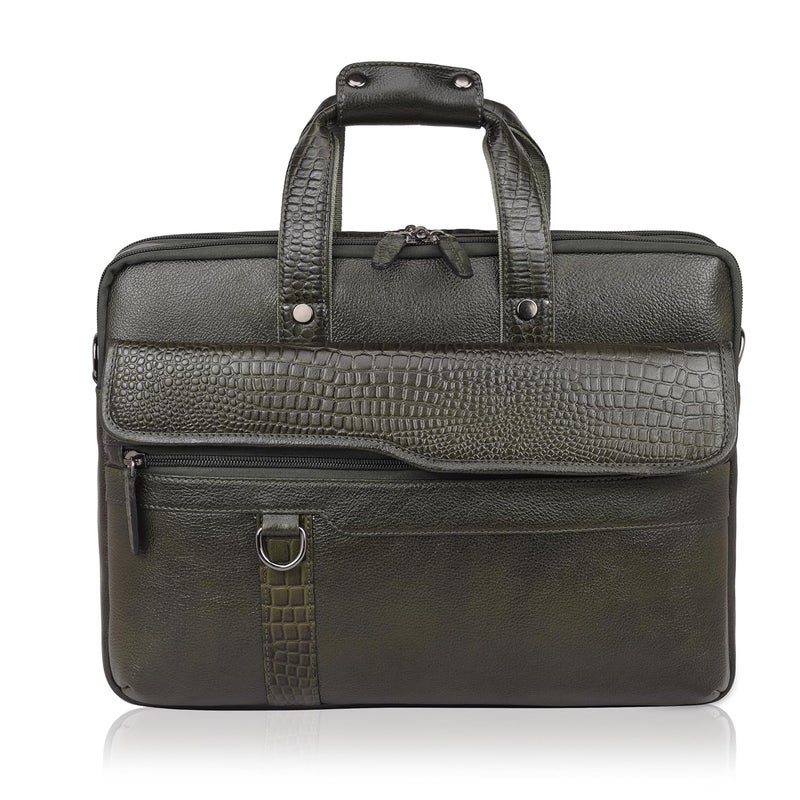 Luxvion Genuine Leather office Briefcase, Messanger Bag, Soft Texture, Strong Joints, Quality Zipper, Adjustable Strap, 38 cm - Image 1