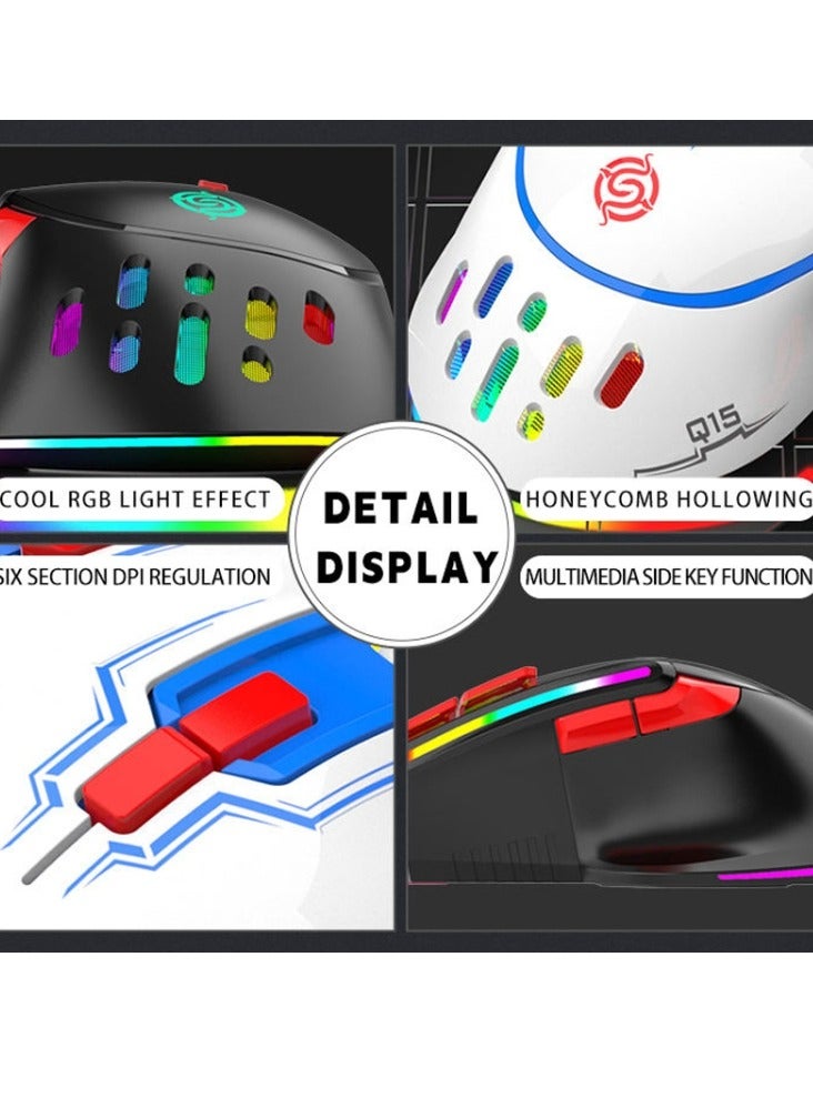 Wired Mouse RGB Light Effect , Cable Length: 1.5m/(White)/Q15 Model  - Image 4