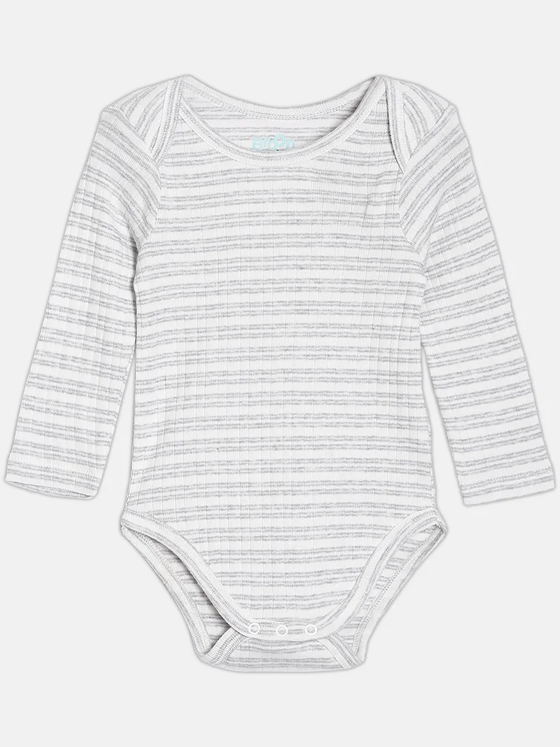 Broon Broon Infant Boys Grey and White Printed Organic Cotton Full Sleeve Bodysuit
