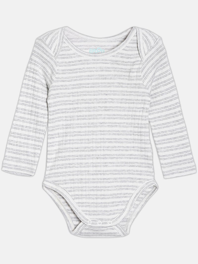 Broon Infant Boys Grey and White Printed Organic Cotton Full Sleeve Bodysuit - Image 2