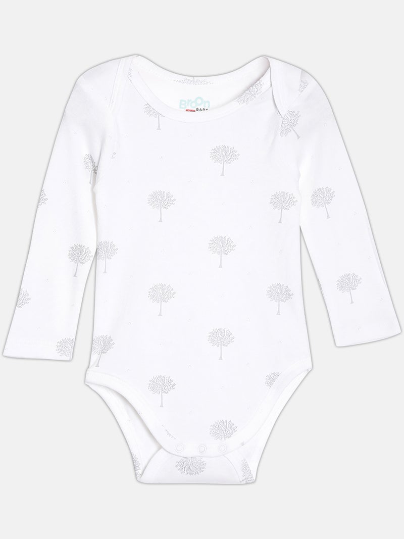 Broon Infant Boys Grey and White Printed Organic Cotton Full Sleeve Bodysuit - Image 3