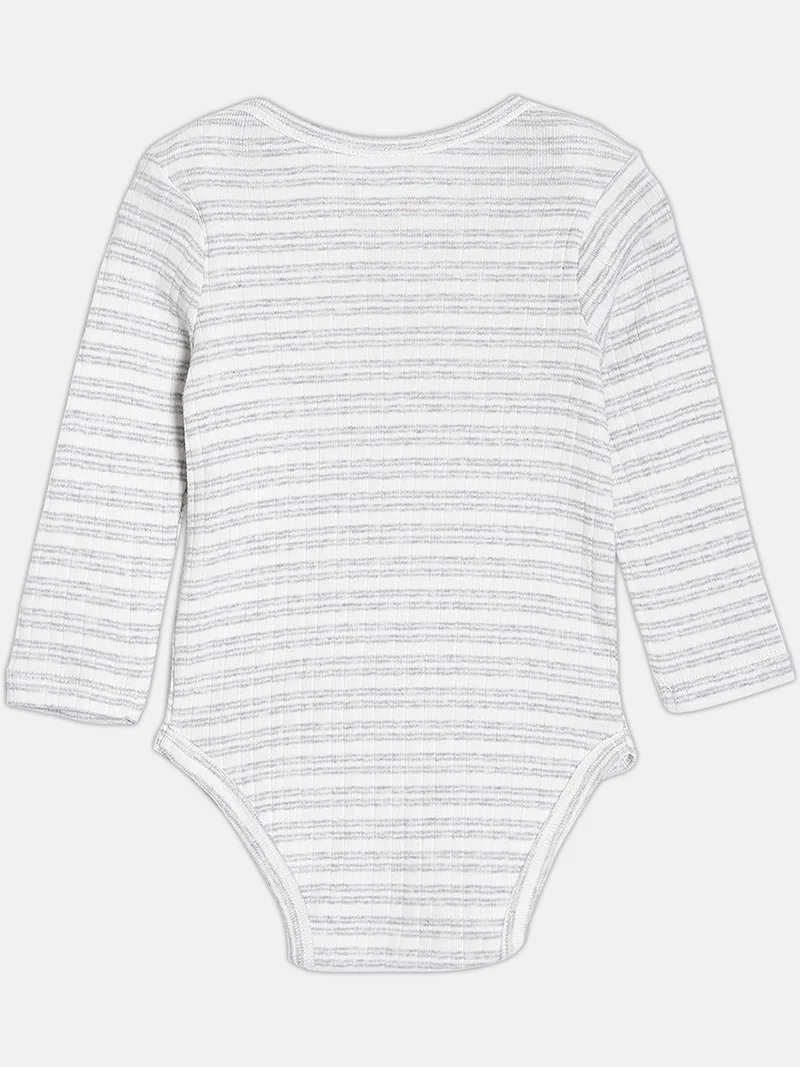 Broon Broon Infant Boys Grey and White Printed Organic Cotton Full Sleeve Bodysuit