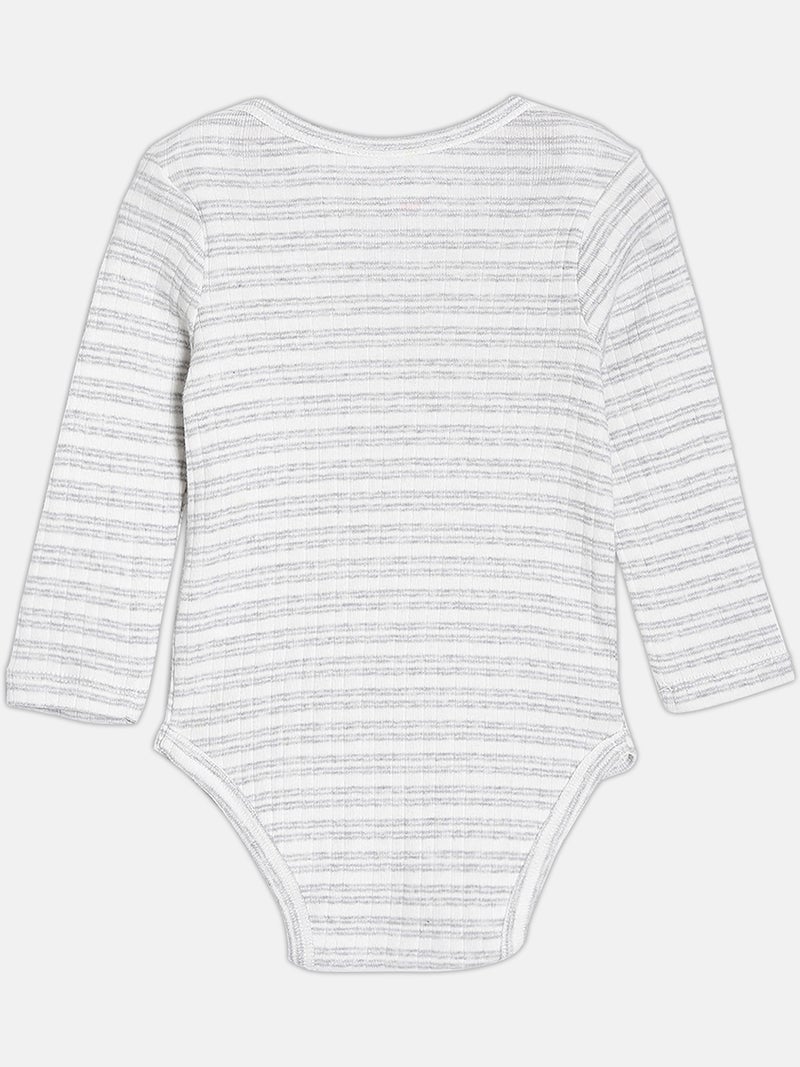Broon Infant Boys Grey and White Printed Organic Cotton Full Sleeve Bodysuit - Image 4