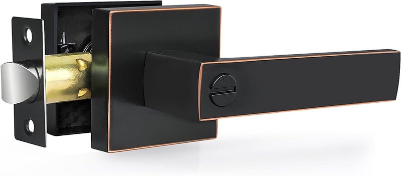 RAZCC Privacy Door Levers, 1 Pack Oil Rubbed Bronze Door Handles Interior Heavy Duty Bed and Bath Keyless Door Locksets, Reversible for Left Right Handed Doors - Image 1