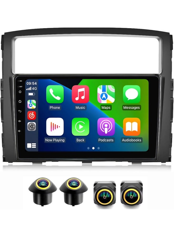 Vierex Fit Mitsubishi Pajero Car Stereo Android Screen 2006-2021 With Apple Carplay Android Auto Wireless 5G WiFi 4G DSP AHD Camera Included Fast Interface Quick Boot (8+128GB 360D Cameras) - Image 1