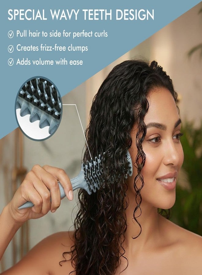 أي كونيك فرشاة الشعر IKONIC Me Vent Curl IKM-2156 الصديقة للبيئة، لتحديد تجعيدات الشعر بدقة وفك تشابكه، شعيرات نايلون مضادة للكهرباء الساكنة لمنح الشعر ملمسًا ناعمًا ولامعًا، مناسبة للتجفيف بالهواء الساخن والتصفيف الجاف والرطب - لون أزرق فاتح - Image 1