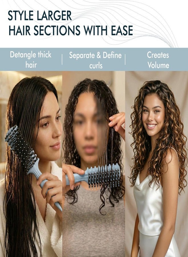 أي كونيك فرشاة الشعر IKONIC Me Vent Curl IKM-2156 الصديقة للبيئة، لتحديد تجعيدات الشعر بدقة وفك تشابكه، شعيرات نايلون مضادة للكهرباء الساكنة لمنح الشعر ملمسًا ناعمًا ولامعًا، مناسبة للتجفيف بالهواء الساخن والتصفيف الجاف والرطب - لون أزرق فاتح - Image 2