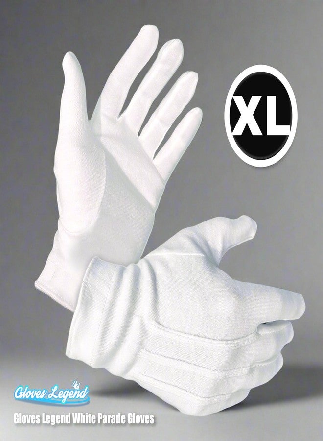 Gloves Legend 1 Pair (2 Gloves) Extra Large 100% Cotton White Marching Band Parade Formal Costume Dress Costume Gloves For Men - Image 2