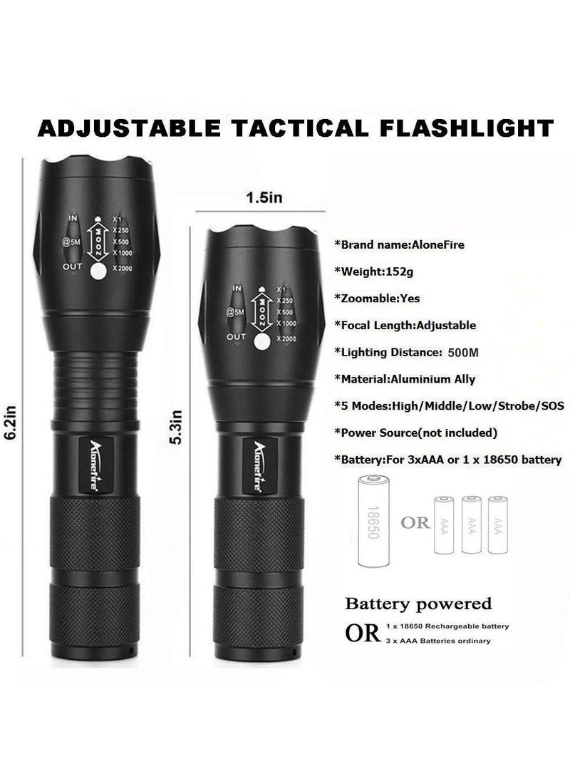 AloneFire - AloneFire G700 Flashlight Cree XML T6 U3 LED Aluminum Waterproof Zoom Camping Torch Tactical light powered by 3xAAA or 18650 Rechargeable Battery - Image 1