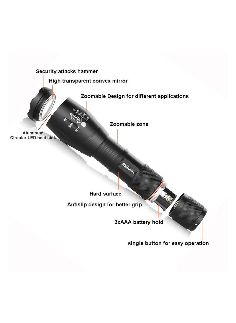 AloneFire - AloneFire G700 Flashlight Cree XML T6 U3 LED Aluminum Waterproof Zoom Camping Torch Tactical light powered by 3xAAA or 18650 Rechargeable Battery - Image 1