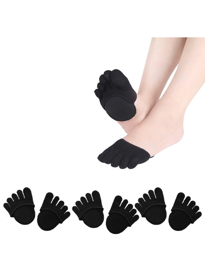 3 Pairs Toe Topper Socks No Show Liner Socks Women Finger Half Socks Non Slip Invisible Separated Socks for High Heels Sandals Sling - Image 1