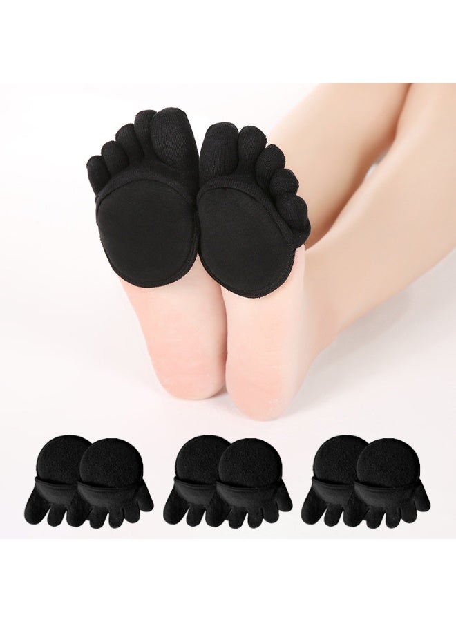 3 Pairs Toe Topper Socks No Show Liner Socks Women Finger Half Socks Non Slip Invisible Separated Socks for High Heels Sandals Sling - Image 2
