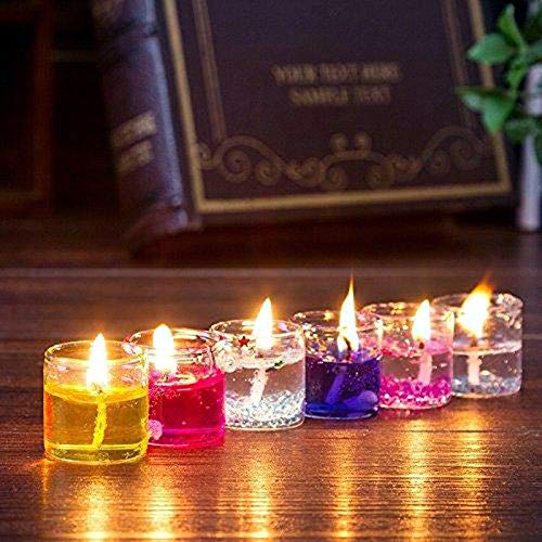 Oramsa Luxury Small Multicolour Smokeless Decorated Mini Cute Little Glass Jelly Gel Candles for Home Decor Diwali Decoration,Spa,Birthdays Party,Festivals (6 Pieces) - Image 1