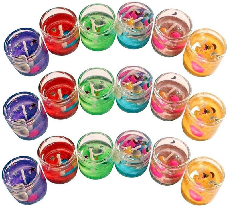 Oramsa Luxury Small Multicolour Smokeless Decorated Mini Cute Little Glass Jelly Gel Candles for Home Decor Diwali Decoration,Spa,Birthdays Party,Festivals (6 Pieces) - Image 2