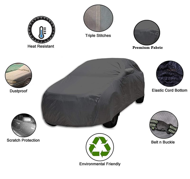 Auto Hub Car Cover Compatible with Mahindra Thar (Model : 2020- Till Date) with Mirror Pockets and Dustproof, Heat Resistant, Thar Car Cover, Grey - Image 3