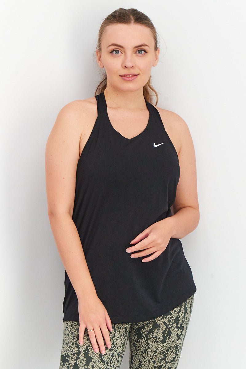 Nike Women Dri-Fit Sleeveless Elastika T-Back Logo Top, Black - Image 1