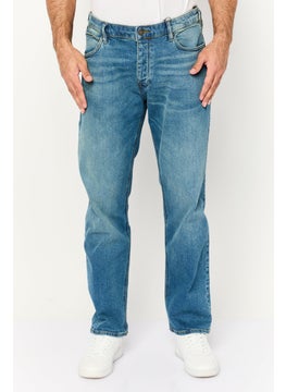 Men Regular Fit Washed Stretchable Jeans, Blue