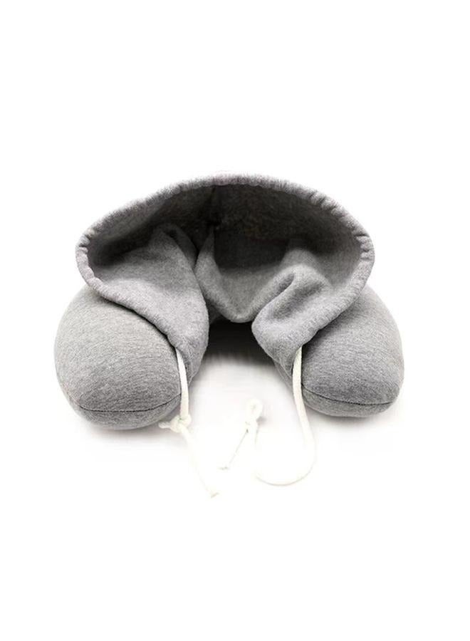Soft Comfortable Hooded Airplane U Shape Travel Pillow and Neck Support Cushion with Hoodie,Adult Airplane Pillow for Head Rest - Image 1