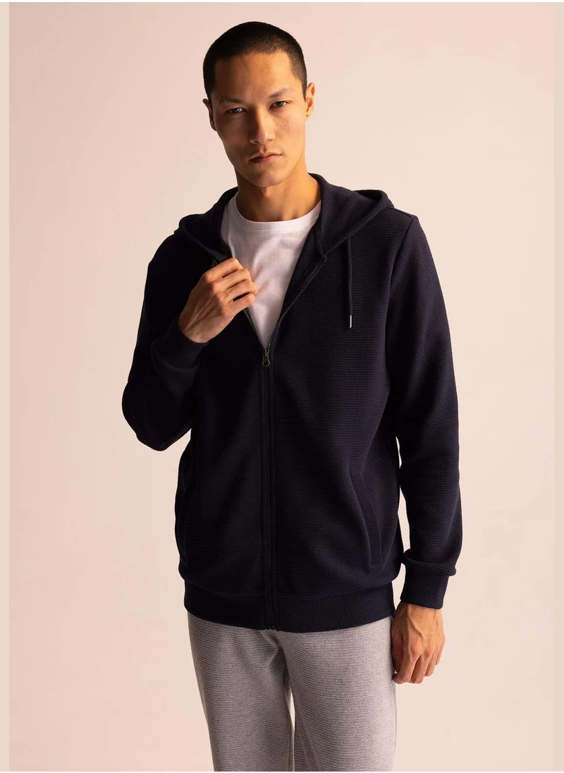 ديفاكتو Regular Fit Zippered Cardigan