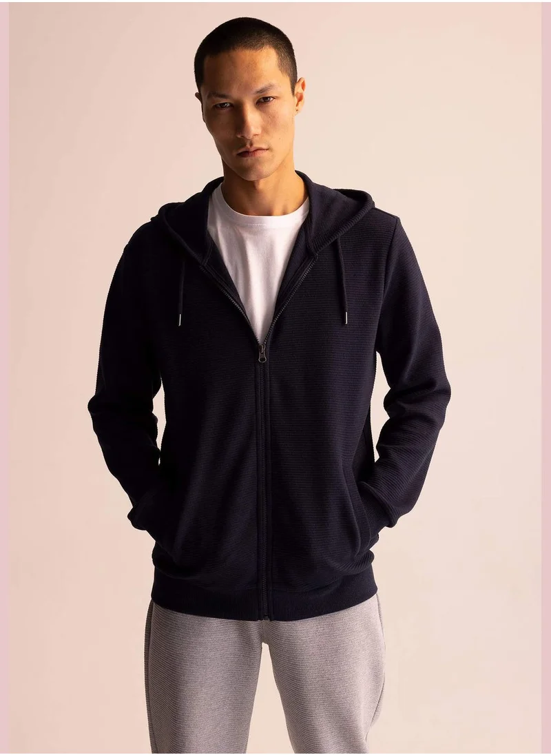ديفاكتو Regular Fit Zippered Cardigan