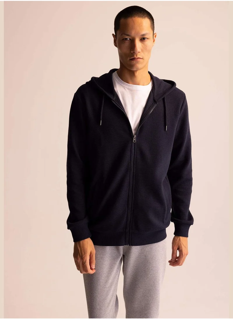 ديفاكتو Regular Fit Zippered Cardigan