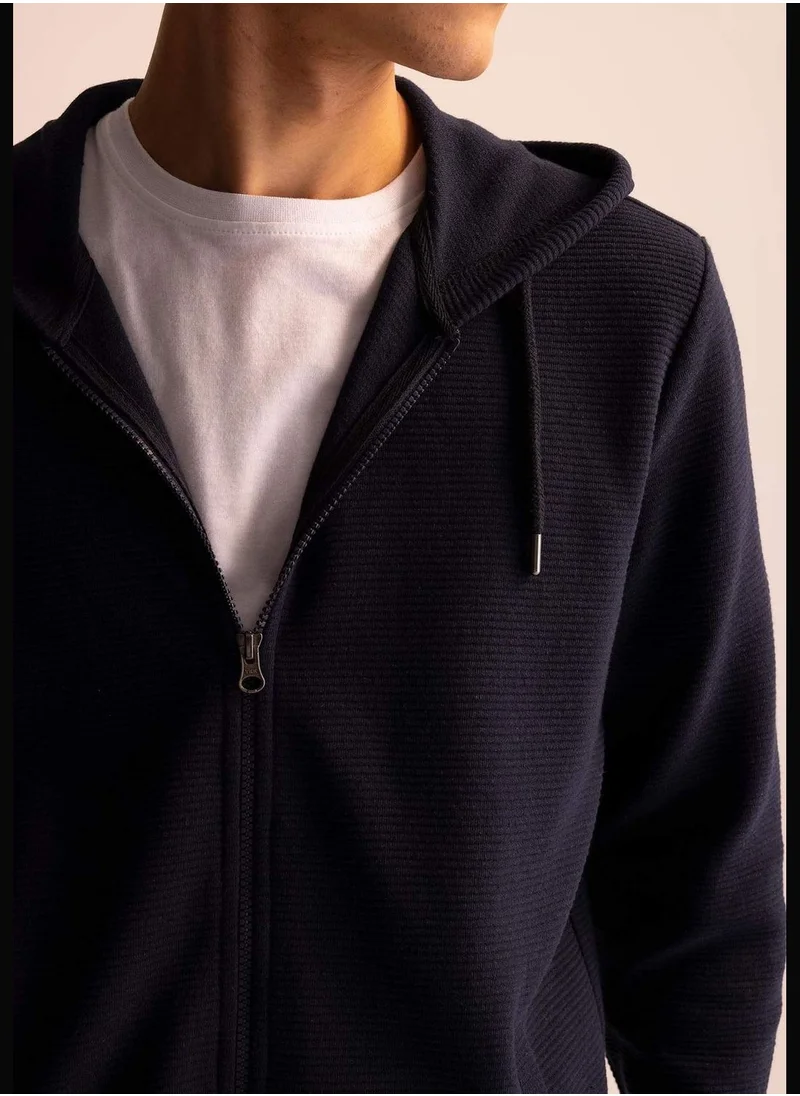ديفاكتو Regular Fit Zippered Cardigan