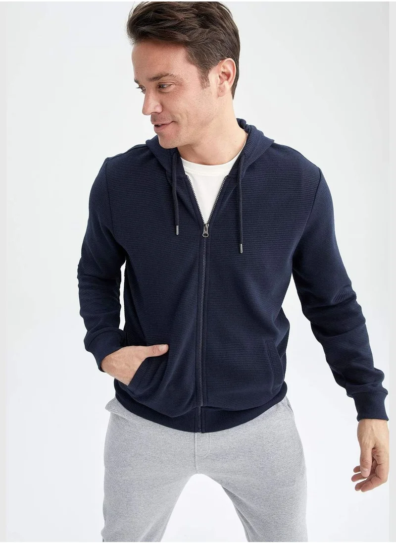 ديفاكتو Regular Fit Zippered Cardigan