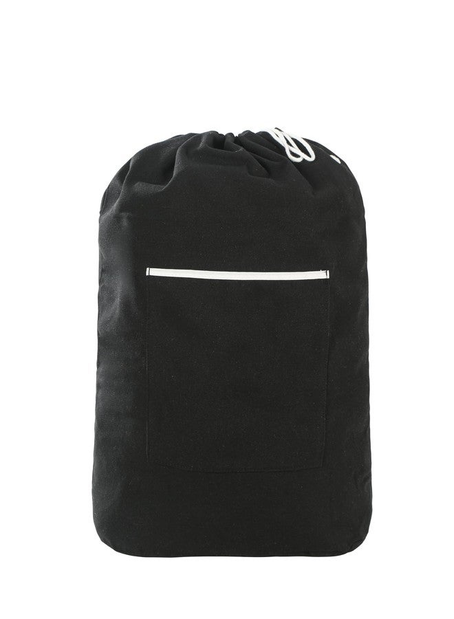 GORISEN Canvas Laundry bag, Washable Laundry backpack, Adjustable Straps, Large Front Pocket, Drawstring Closure (BLACK, X-Large) - Image 5
