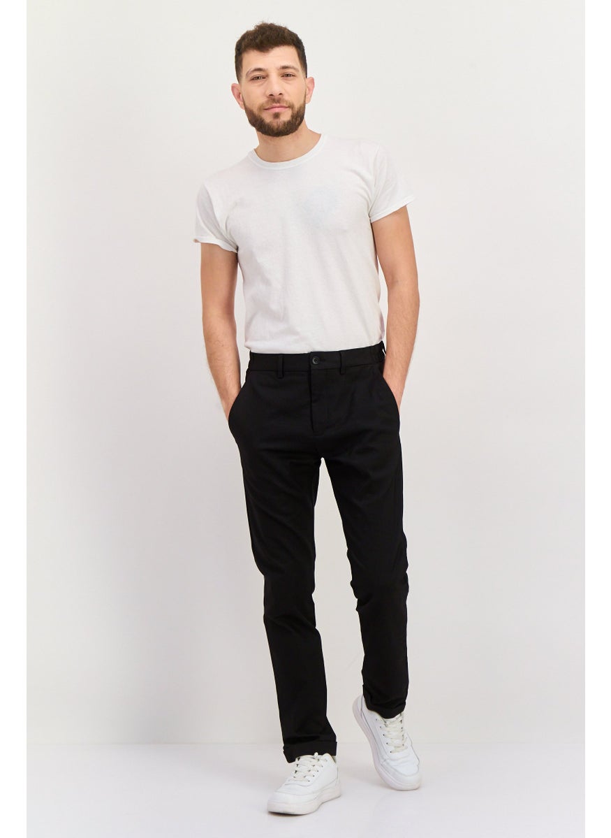ESPRIT Men Slim Fit Micro Dots Chino Pants, Black  - Image 4