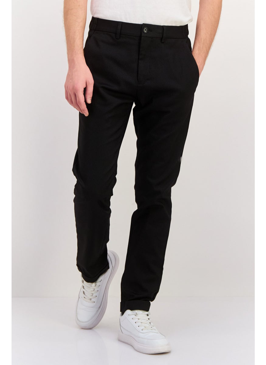 ESPRIT Men Slim Fit Micro Dots Chino Pants, Black  - Image 1
