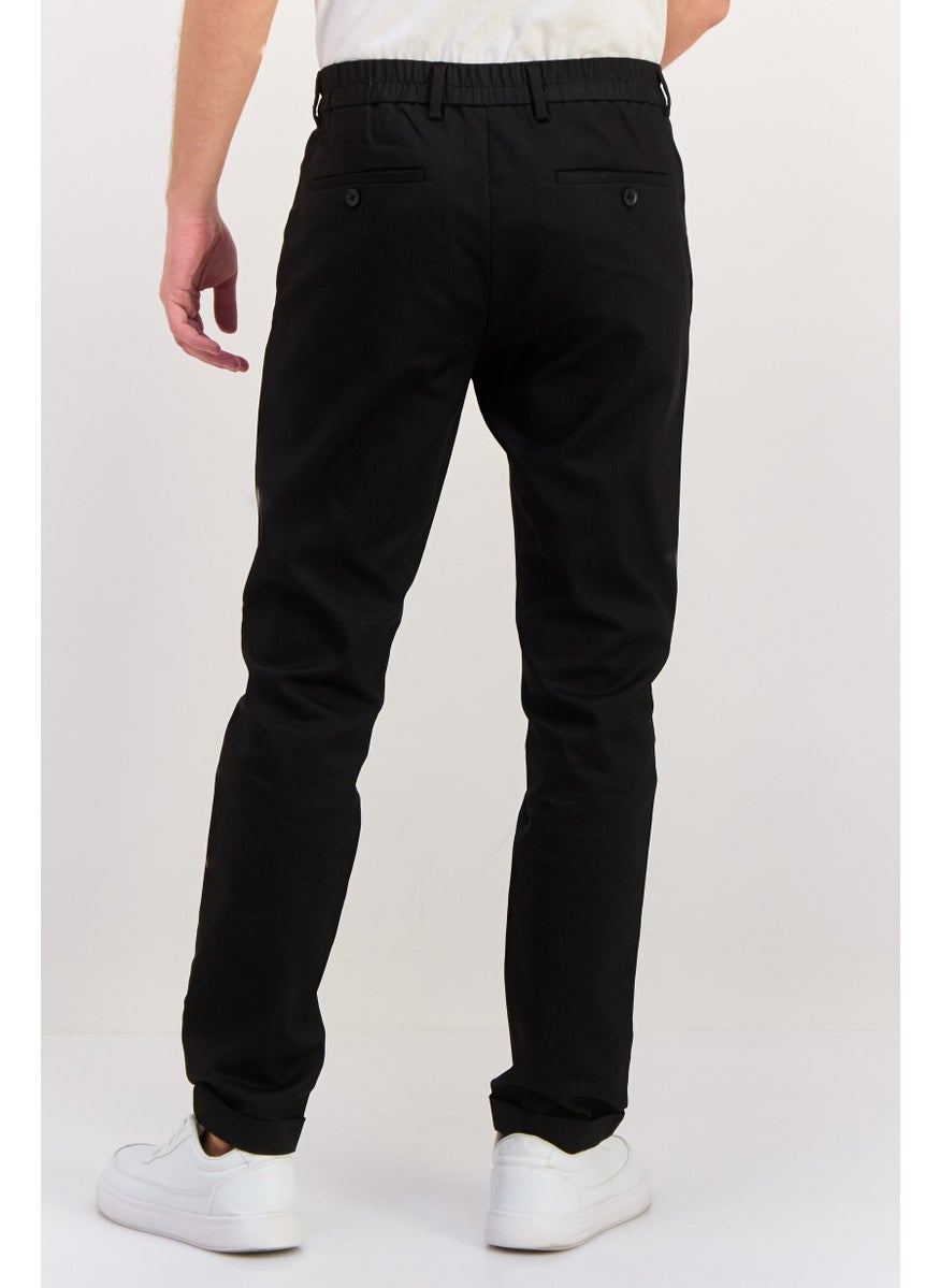 ESPRIT Men Slim Fit Micro Dots Chino Pants, Black  - Image 3