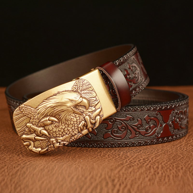 New Eagle Automatic Buckle Men'S Belt Cowhide Personalized Carved Belt Casual Men'S Jeans Belt - Image 4