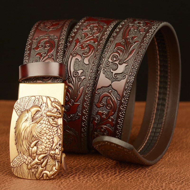 New Eagle Automatic Buckle Men'S Belt Cowhide Personalized Carved Belt Casual Men'S Jeans Belt - Image 5