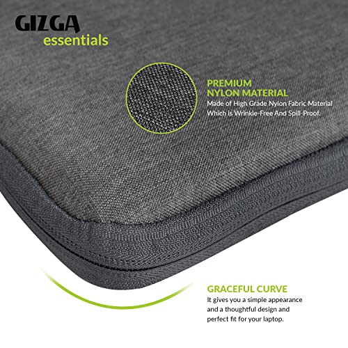 Gizga Essentials 13.3 Inch Laptop Sleeve Case Cover Pouch Bag with Front Pocket| Slim & Water-Resistant Nylon Fabric with Shockproof Foam Padding, Soft Lining & Premium Zipper Closure (Grey) - Image 5