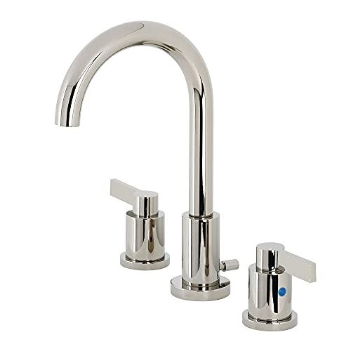 Kingston Brass Fauceture FSC8929NDL NuvoFusion Widespread Bathroom Faucet with Pop-Up Drain, Polished Nickel - Image 1