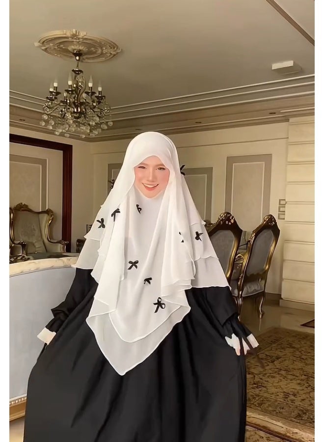 شيفون حجاب قوس حزام الرأس يرتديه النساء للصلاة وعيد الفطر وحجاب متكامل وحجاب - Image 2