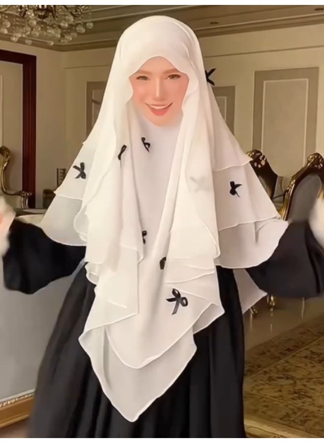 شيفون حجاب قوس حزام الرأس يرتديه النساء للصلاة وعيد الفطر وحجاب متكامل وحجاب - Image 3