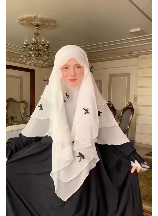 شيفون حجاب قوس حزام الرأس يرتديه النساء للصلاة وعيد الفطر وحجاب متكامل وحجاب - Image 1
