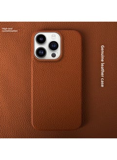 For Iphone 15 Mobile Phone Case 12 Genuine Leather 14 Half Pack 13 Protective Case For Xiaomi Samsung For Huawei Mobile Phone Protective Case 16-Color:Brown-Applicable Model:For Iphone12 Mini