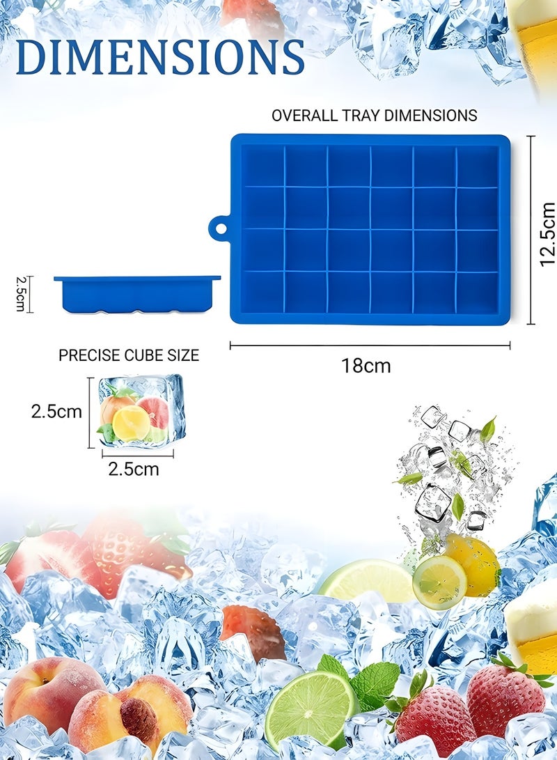 Beauenty 2 Pack ice Cube Trays, Silicone Ice Tray with Removable Lid Easy-Release Flexible Ice Cube Molds 24 Cubes per Tray for Baby Food, Chocolate, BPA Free - Image 2