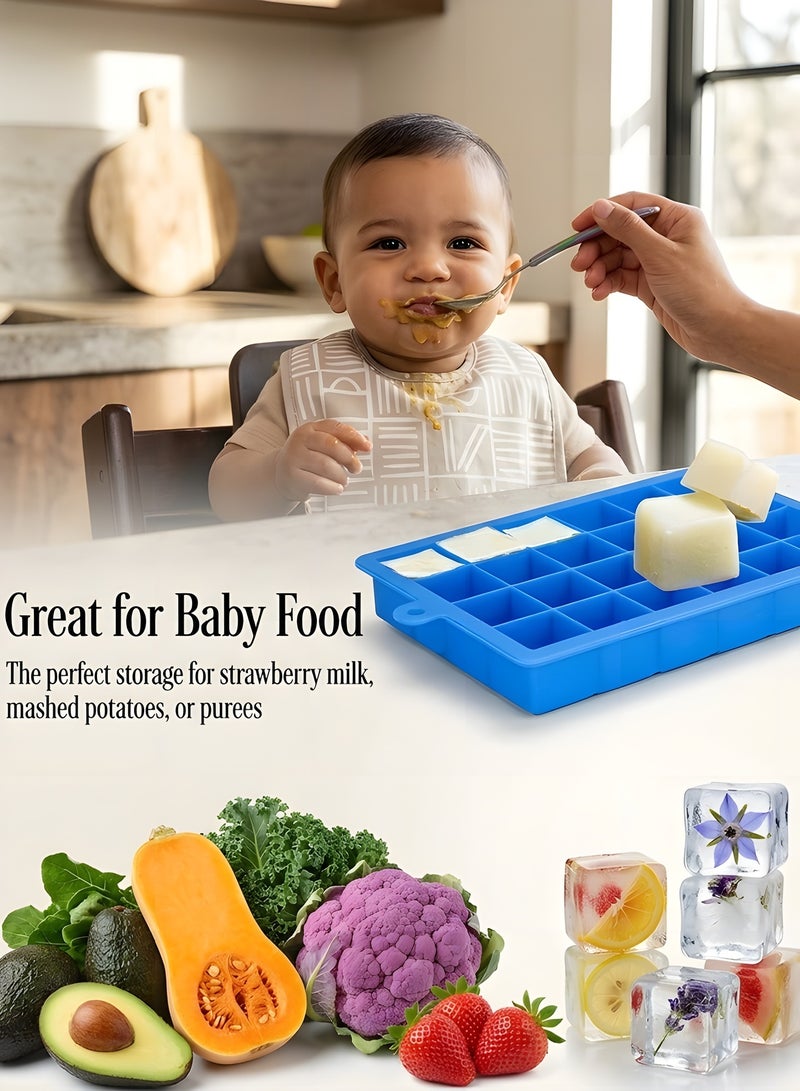 Beauenty 2 Pack ice Cube Trays, Silicone Ice Tray with Removable Lid Easy-Release Flexible Ice Cube Molds 24 Cubes per Tray for Baby Food, Chocolate, BPA Free - Image 3