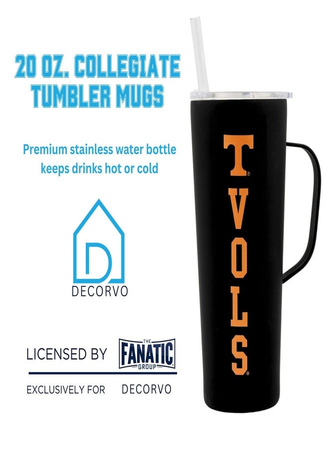 Decorvo NCAA 20 oz. Stainless Steel Tumbler with Handle - Officially Licensed Double Walled Insulated Roadie with Slide Lid and Straw (Tennessee - Black) - Image 3