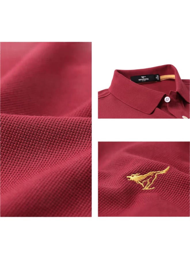 Septwolves Men'S Short Sleeve T-Shirt With Cool Feeling And Color Fixing, Antibacterial Collar Business Casual Solid Color Polo With Colorful Small Wolf Logo - Image 3
