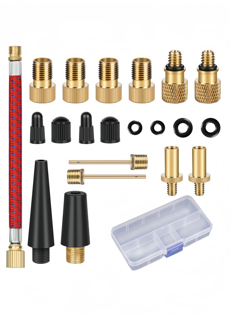 Bike Pump Adapter Bike Tires Bike Tires 21pcs Bike Valve Adapter Set Tire Inflator Adapter Pump Needle Adapters Kits Inflation Accessories for Cycling Bike Bike Tools Bike Tools - Image 1