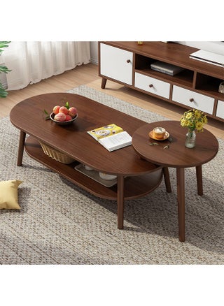 Small Apartment Sofa Side Coffee Table with High-Low Structure and Retro Charm - pzsku/Z5E335563003BF03A5776Z/45/_/1703126061/431391c0-7346-4566-9d7b-19ea90613b33
