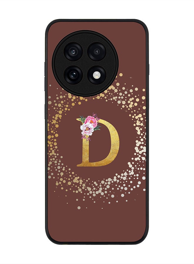 Stylizedd For OnePlus 13R / Ace 5 Pro Case,Slim fit Camera Protection, Shockproof Thin Phone cover  - Custom Monogram Floral - D  (Brown )