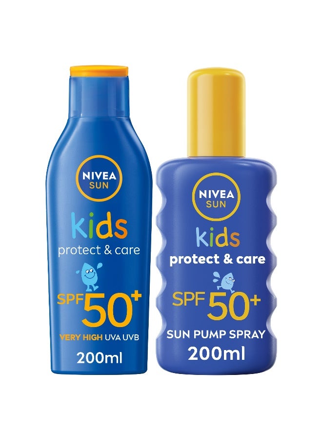 Nivea Sun Kids Moisturizing Sun Spray SPF 50+ 200ml + Sun Kids Protection Lotion, SPF 50+, 200ml - Image 1
