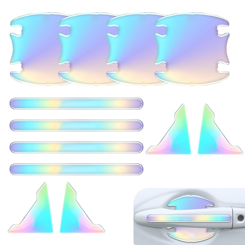 lekiliky 12PCS Car Door Protector ScratchResistant HeatResistant Door Handle Corner Protective Stickers Colorful NightGlow Warning Decorative Stickers for Most Vehicles Multicolored - Image 3