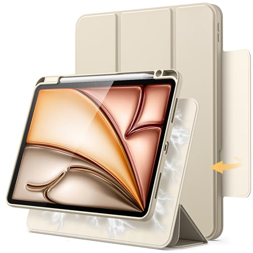 JETech Magnetic Detachable Case for iPad Air 11Inch M4M3M2 202620252024 iPad Air 5th4th with Pencil Holder Removable Rotating Cover PortraitLandscape Stand Starlight - Image 1